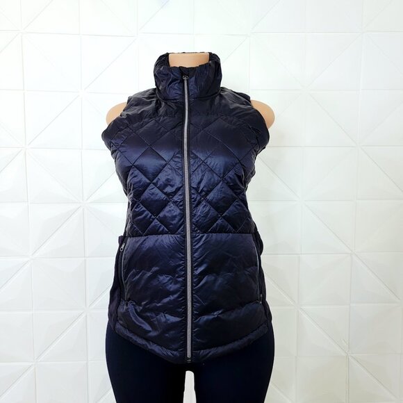 Lululemon Women's Inkwell Navy Down For A Run Slim Full-Zip Puffer Vest Size 8 - Picture 2 of 9
